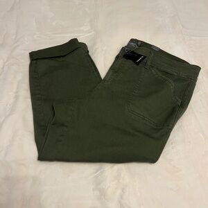 Aviator Crop Twill Pant - Olive Green (NWT)